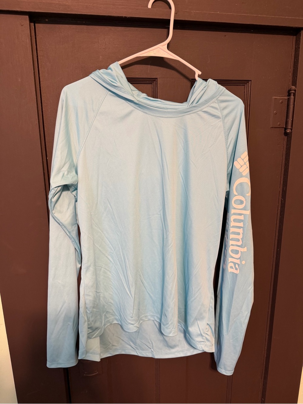 Columbia Light Blue Long-Sleeve Hooded Sun Tee